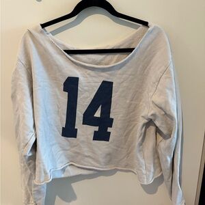 Brandy Melville Gray Sweatshirt with Navy Print
